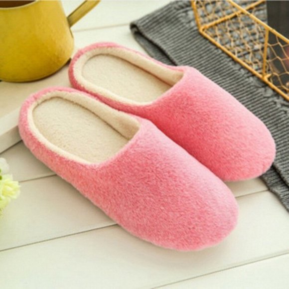 Pink Women's Faux Fur Slippers Plush Fuzzy‎ Soft Slip On in House, US SIZE 6-9 - Picture 1 of 12